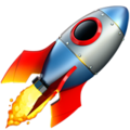 Rocket flying through space